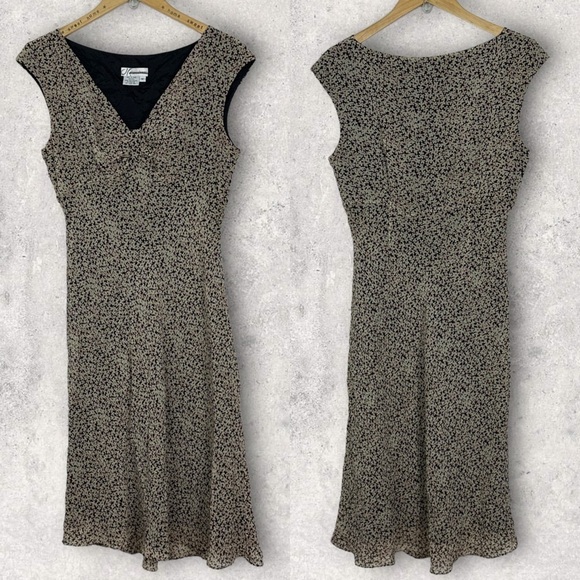 dressbarn Dresses & Skirts - Dressbarn 100% Silk Floral Print Cap Sleeve Maxi Dress Size 12 V-Neckline Boho